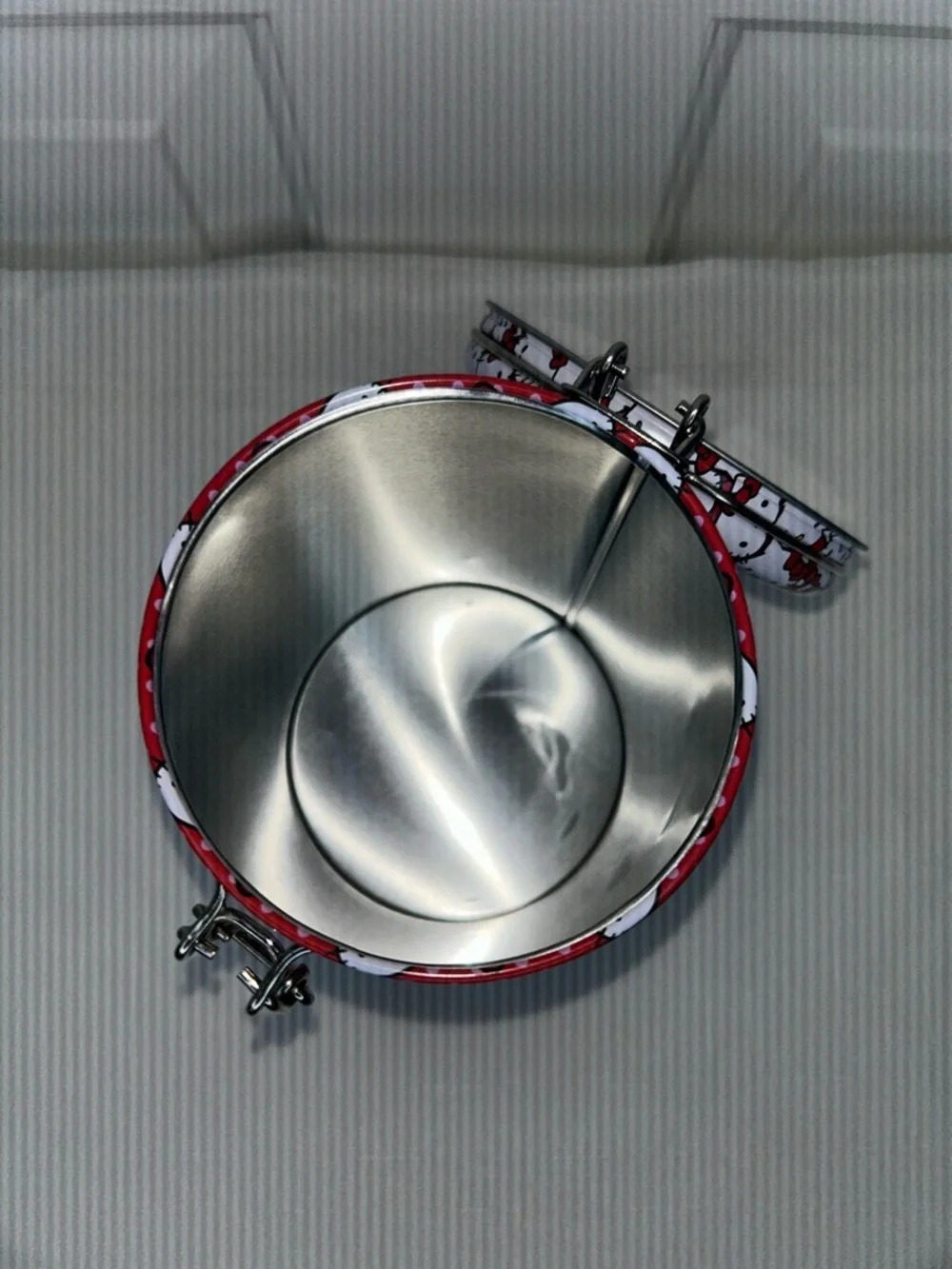 Hello Kitty Red and White Metal Storage Tin with Polkadot Graphic